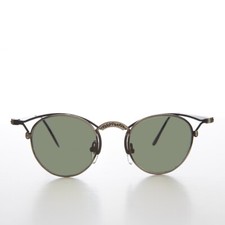 Small Round Gunmetal Elaborate Vintage Sunglasses - Nicky