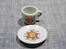 Vintage Miniature Teacup and Saucer Set, Hand Painted, JAPAN