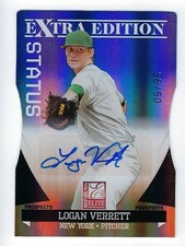 2011 Panini Elite Extra Edition Status Blue Autograph Logan Verrett 36/50