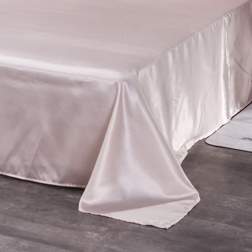 Satin Seide Bettwäsche Set Flach Bettlaken Kissenhülle Flaches Laken Twin/Queen/King Bett - Bild 4 von 40
