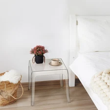 Portable Clear End Table, Small Lightweight Coffee Table for Easy Mobility