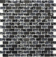 Mosaikfliese Transluzent Schwarz Brick Glasmosaik Crystal Stein Schwarz ...