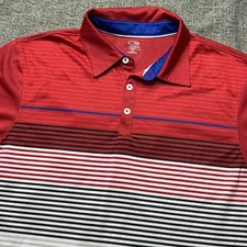 Champion Golf Shirt Mens Large Red Striped Pullover Lightweight Polo