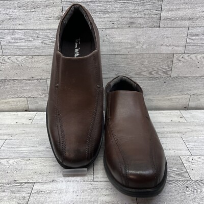 Thom McAn Lanzo Cognac Brown Leather Slip On Dress Loafer Shoes Men Size 8.5