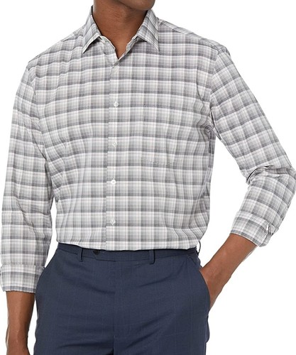 Van Heusen Classic Fit Stain Shield Never Tuck Stretch Pattern Button Down Shirt Camicia, Chinchilla Plaid, S Uomo