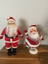 Vtg 9 Christmas Dancing Flocked Santa 11 Flocked Santa Japan