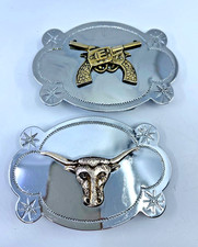 Vintage Silver Bull Steer Belt And Cowboy Buckles 1970  s Western