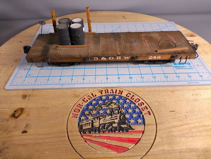 Custom G Gauge Wooden Flat Car, KD Couplers, no box lot# G85