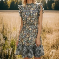 Universal Thread Prairie Boho Coastal Cowgirl Paisley Ruffle Sundress