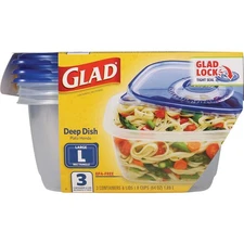 Glad 64 Oz. Clear Rectangle Deep Dish Container (3-Pack) BBP35096 Glad BBP35096