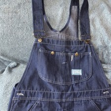 Vintage 1970s 80s Sears USA-Made Denim Work Overalls Union Made 34x30 stain