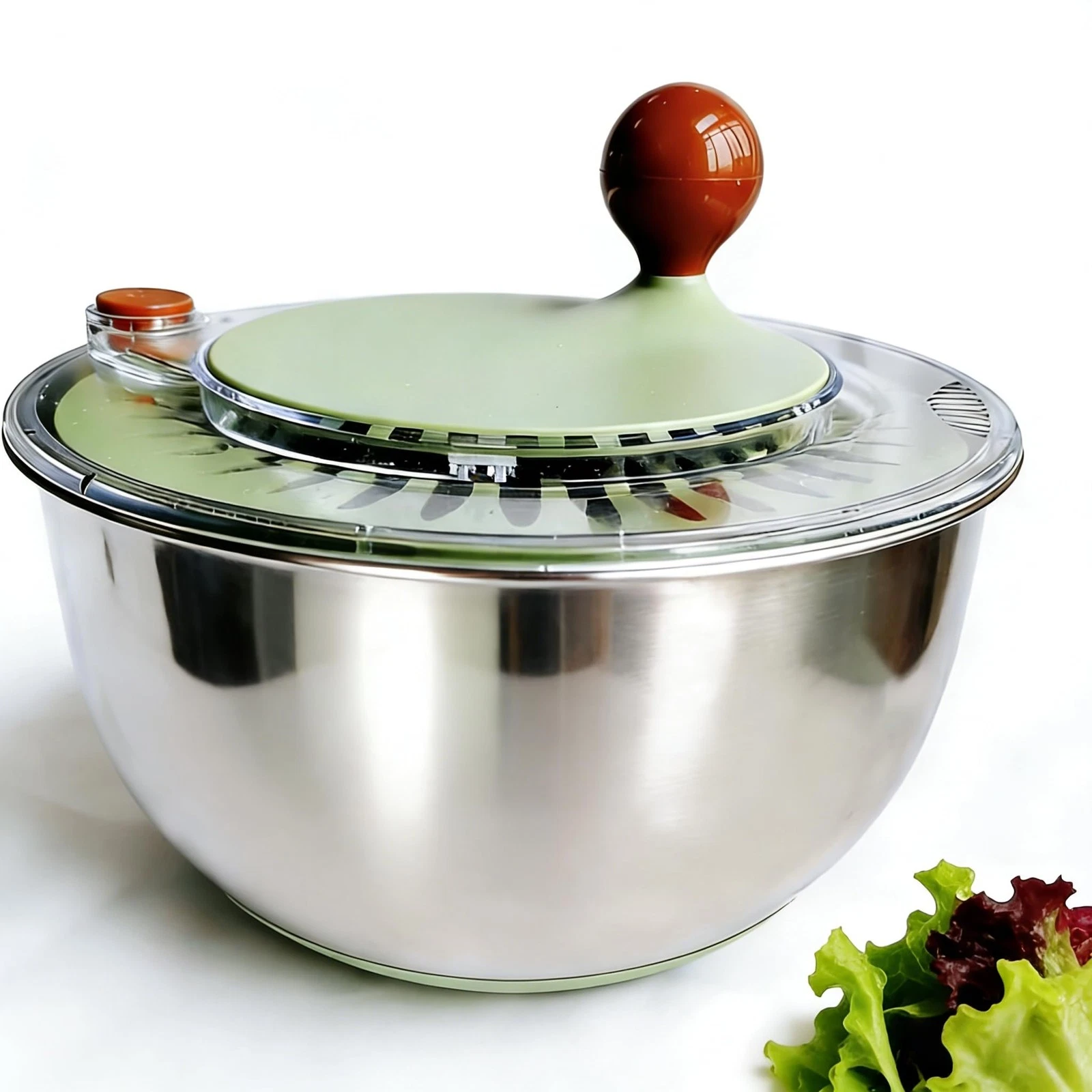 5.3Qt Stainless Steel Salad Spinner with Stop Button, Lid & Non-Slip Base, Sa...
Opens in a new wind