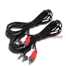 2X 10FT 3.5MM AUX RCA PHONO MALE AUDIO STEREO JACK BLACK SPLITTER CABLE ADAPTER