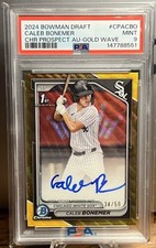 2024 BOWMAN DRAFT CHROME 1st AUTO Caleb Bonemer GOLD WAVE  /50 PSA 9!