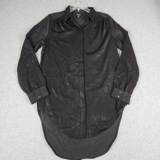 Express Tunic Shirt Women S Black Long Sleeve Classic Fit Button Up High Low Hem