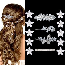 14pcs Rhinestone hair clips and mini flower clips,Fancy Flower Sliver Hair Ac...