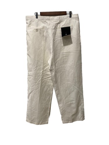 Claiborne White Wide leg Linen blend Slacks Waist Tie with Pockets Sz L NWT - Picture 8 of 8