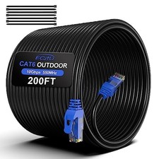 200FT Cat6 Outdoor Ethernet Cable, In-Ground, Heavy Duty Direct Burial, 24AWG CC