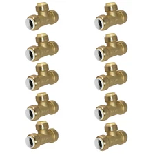 10 Pack XFITTING 3/4" PVC x 3/4" PVC x 3/4" CTS Push Fit Tee Push To Connect Tee