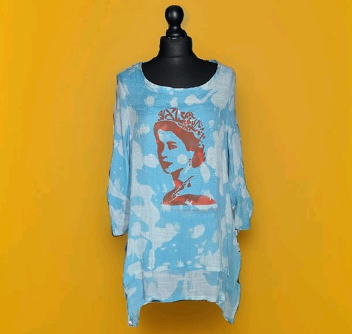 Distressed Cheesecloth Punk Top By Blink Friction Medium Loose Fit HRH Queen... - Picture 1 of 7