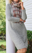 Talbots Sweater Dress Size M Gray Speckled Cable Knit Long Sleeve Knee Length