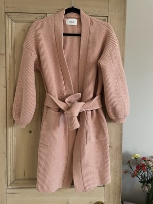 Ba&sh Lady Nude Rosa Pfirsich Gürtel Strickjacke One Size