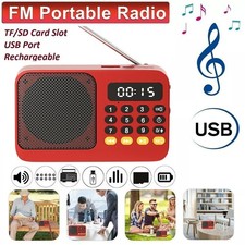 Portable AM/FM Radio with Bluetooth, USB TF MP3 Player, LED Flashlight,