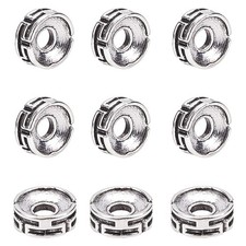 100pcs Tibetan Spacer Beads, Carved Flat Round Small, Silver