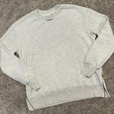 Varley Doublesoft Gabriella Crewneck Sweatshirt Women Medium Zip Pullover Gray