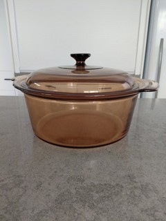 Vintage Corning Vision Amber Glass Round Casserole Dish 5l