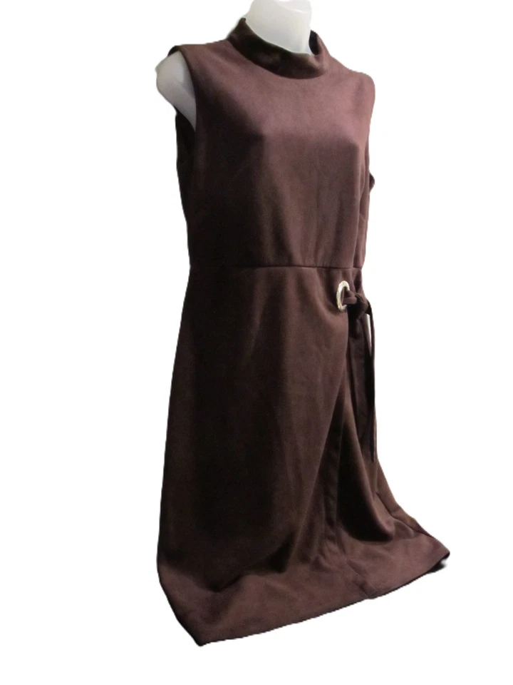 Vestido envolvente sintético marrón Emma & Michele - Detalle de anillo con cinturón sin mangas - Talla 8 Foto 4 de 4