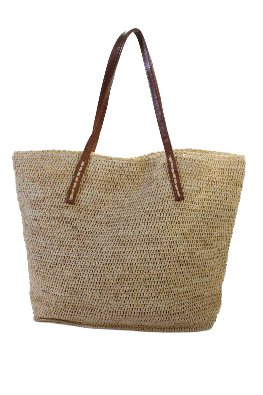 mar Y sol Womens Leather Straps Woven Tote Shoulder Handbag BeigeFree Shipping in US $100+ Orders | $6.95 Orders Below