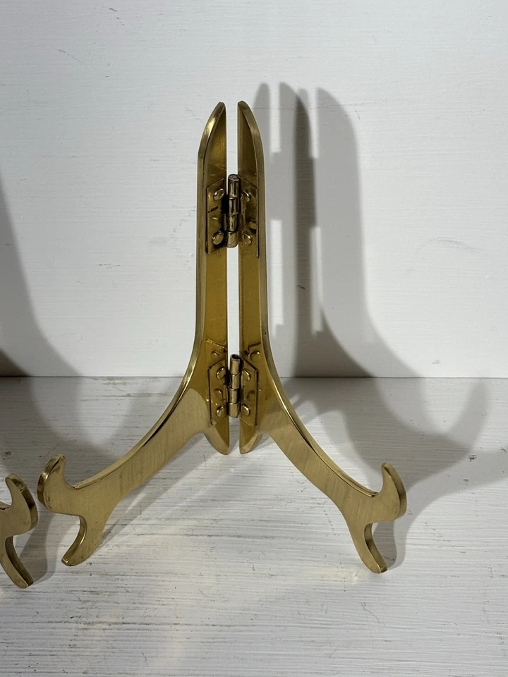 "Soportes plegables para cuadros/placa/marco/libros vintage de latón de 4,75""" Foto 2 de 4