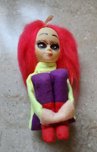 Vintage Mod Girl Jestia Japan Knee Hugger Hot Pink Hair Doll - 1960's MCM