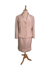 John Meyer Collection Light Gray 2 Piece Pleated Skirt Suit 24w