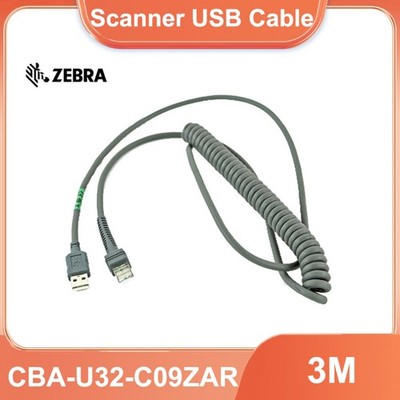 Zebra CBA-U32-C09ZAR USB Sheilded Data Transfer Cable Coiled, 2.8m