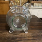 Blenko Style Art Glass Pig Clear Hand Blown Open Mouth Terrarium - 6.5"