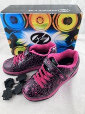 Heelys Dual Up X2 Black Hot Pink Print girls UK 3 EUR 35 boxed