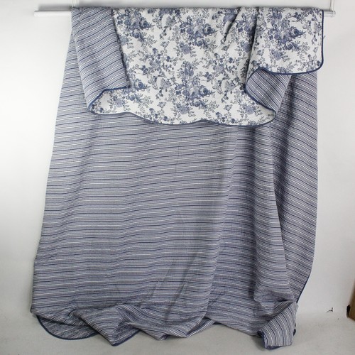 Sunham Bedding Bleu/Blanc Floral California King Couvre 100% Coton 111 " x121 " - Photo 2 sur 5