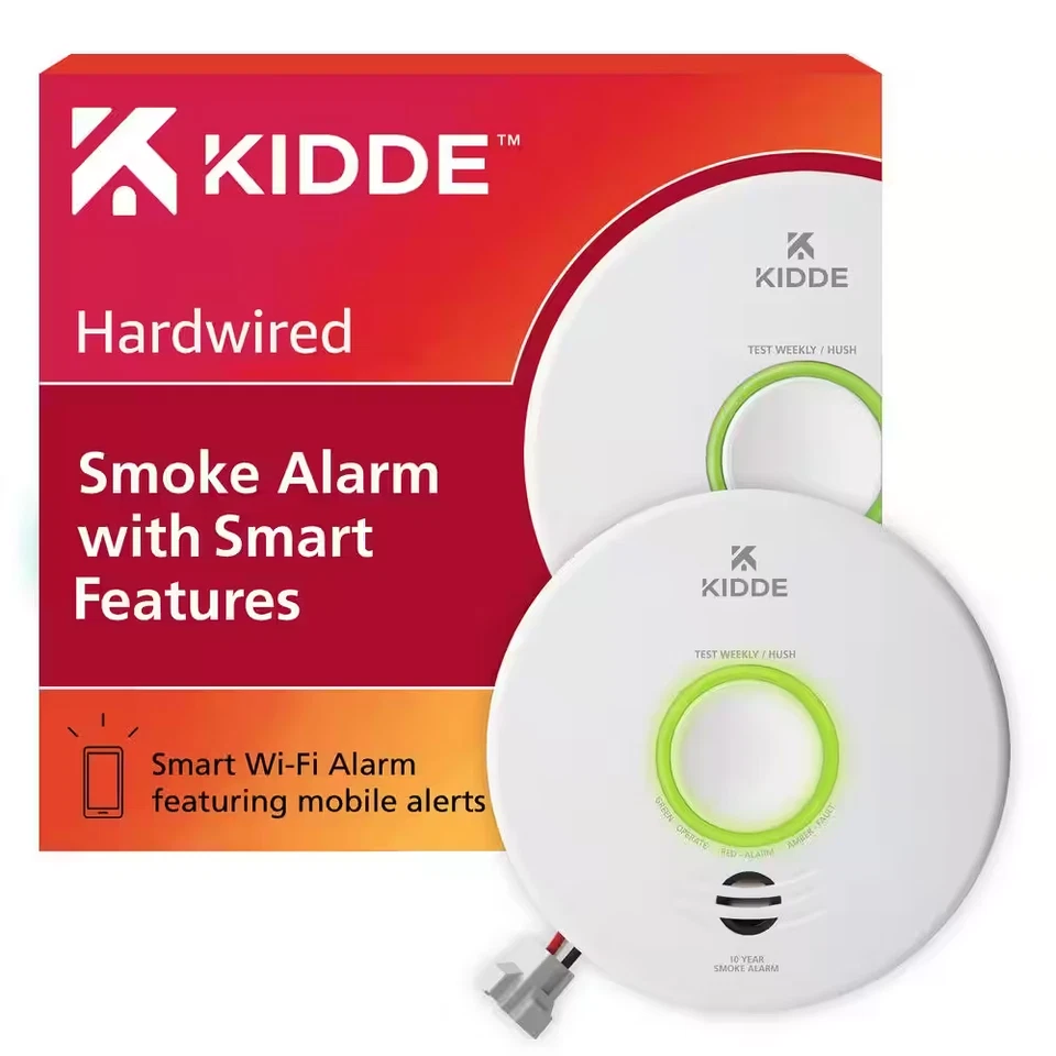 Kidde Hardwired Smoke Detector with Smart Features 10-Year Battery Backup, Wi-Fi