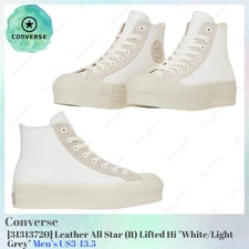 Converse Leather All Star (R) Lifted Hi White Light Grey 31313720 Men's US3-13.5