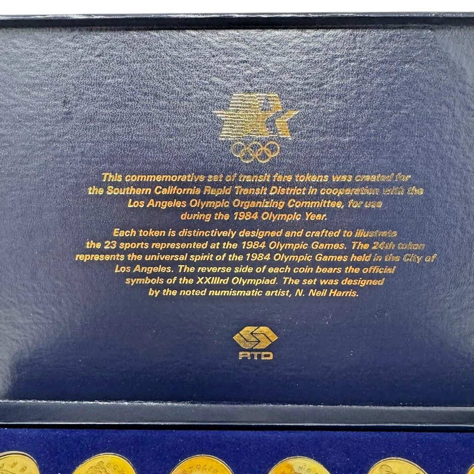 1984 Los Angeles Olympics Transit Token Coin Set w/24 Coins Complete Box Flaws** - Image 2 of 4