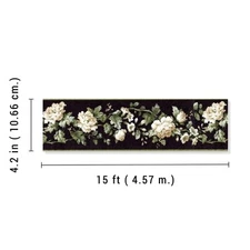 TRIMZ Wallpaper Border – Cottage Roses, Cream & Black, 15 Ft x 4.2 In