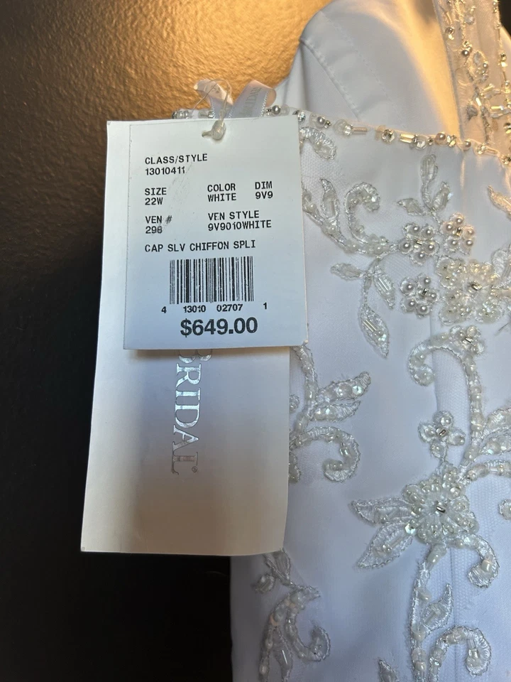Size 22 David’s Bridal Wedding Dress New With Tags Never Worn White Beaded Lace - Image 4 of 4
