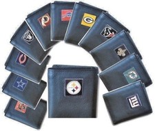 NFL TRI-FOLD LEATHER WALLETS  NICE GIFT ITEM IN GIFT BOX  FAST SHIPPING