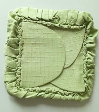 Taschentuchbeh&auml;lter, blassgr&uuml;ner BW-Stoff, selbstgen&auml;ht aus 1950er Jahren, gebr.