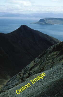 Photo 6x4 Summit screes of Ainshval Beinn nan Stac in silhouette across G c1996