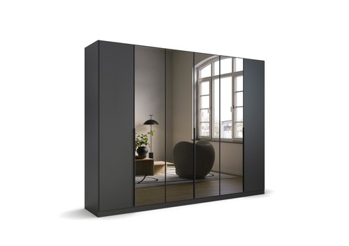 Rauch Skyla 6 Hinged Doors Wardrobe With Grey Mirror Front - Picture 8 of 32