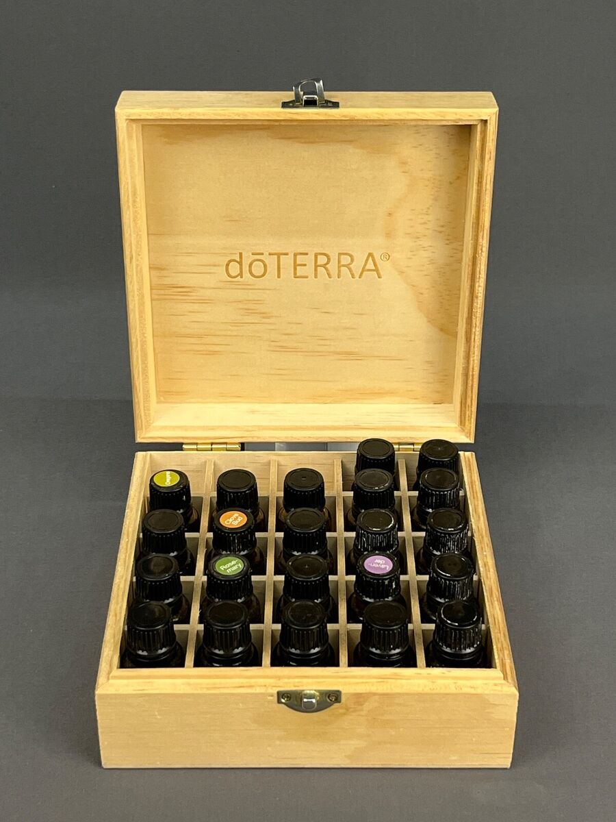 doTERRA Logo Engraved Wooden 25 Bottle Storage Travel Box + doTERRA Logo Engraved Wooden 25 Bottle Storage Travel Box +