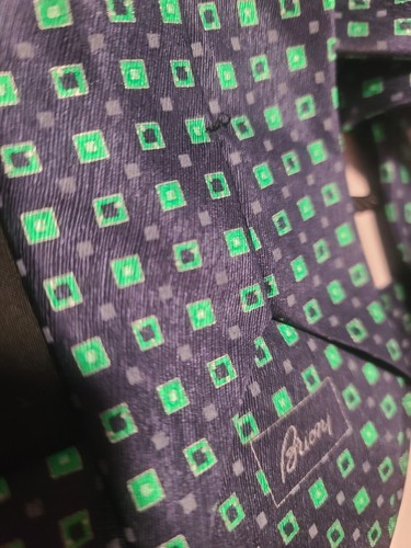 BRIONI MADE IN ITALY KRAWATTE BLAU/HELLBLAU/GRÜN MEDAILLON - Bild 6 von 6